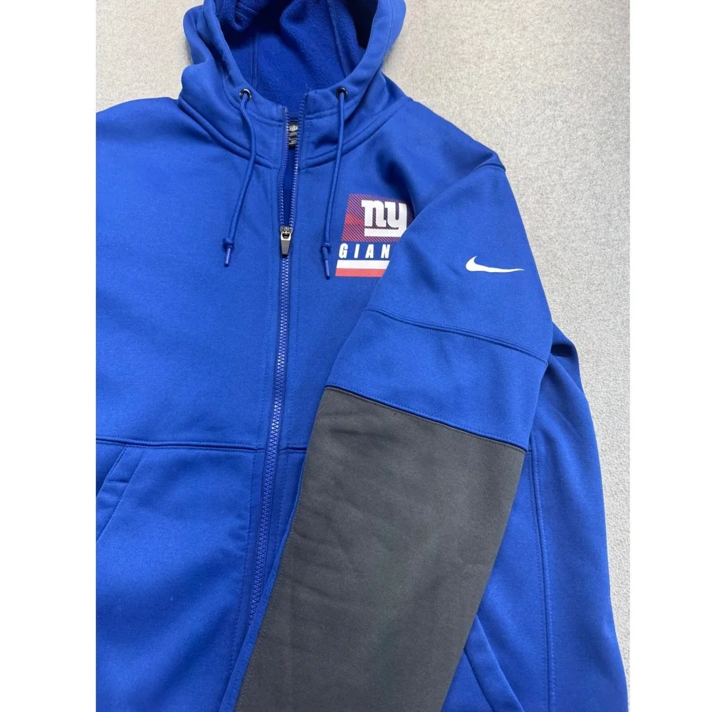 Nike New York Giants Hoodie Mens M Dri-FIT NFL On Field Full Zip Blue Gray Cozy